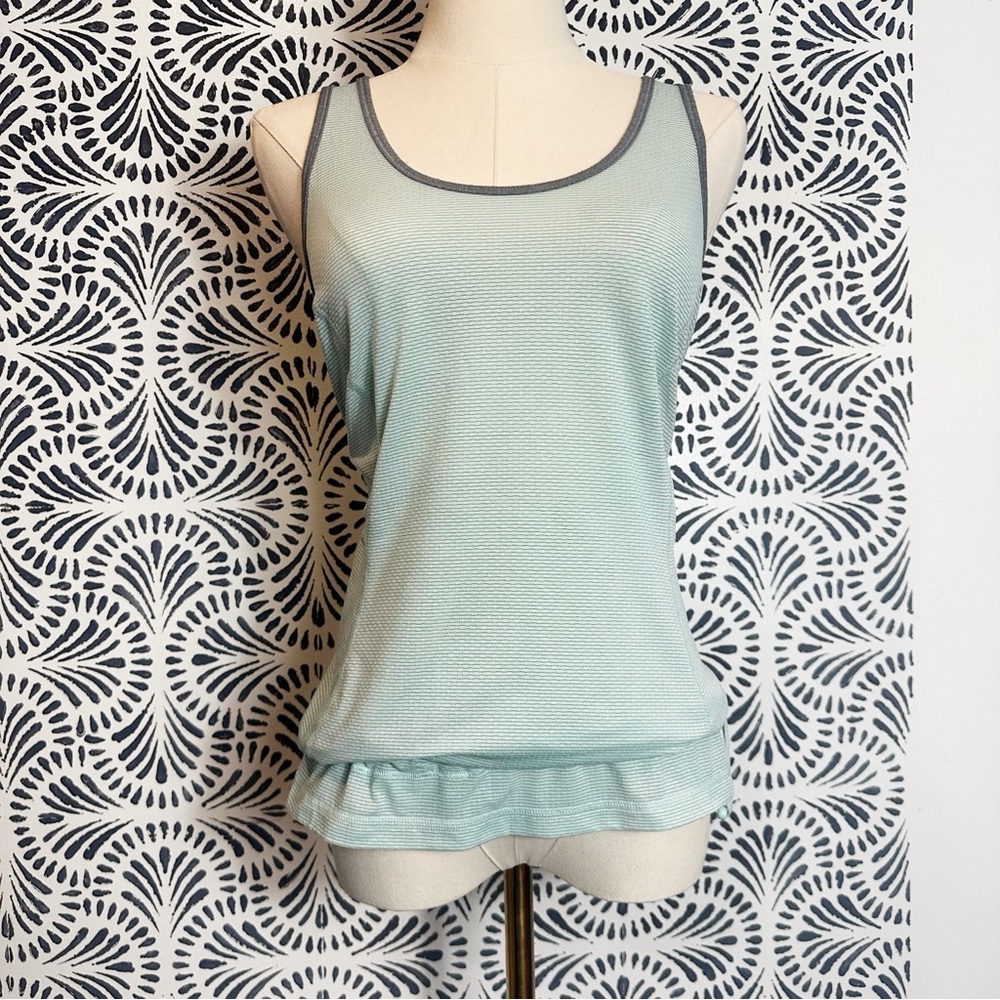 Lululemon Mind Over Matter Mint Stripe SL Tech Racerback Cinch Drawstring Tank